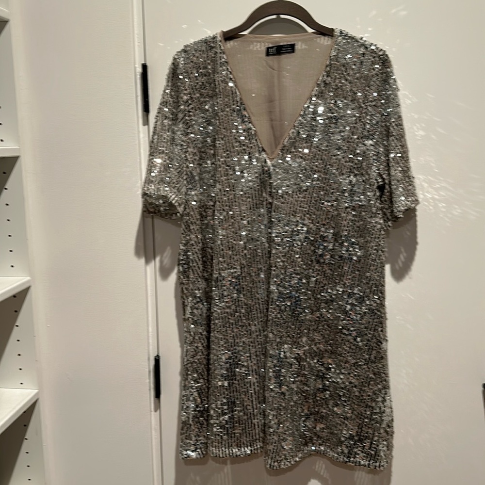 Zara Silver Sequin Mini Dress